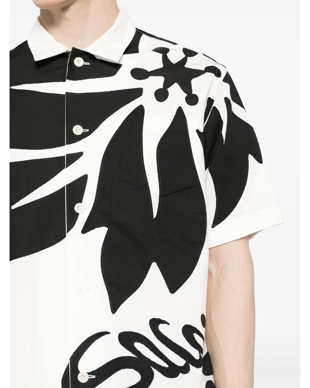 Sacai Black Floral-Print Shirt for men