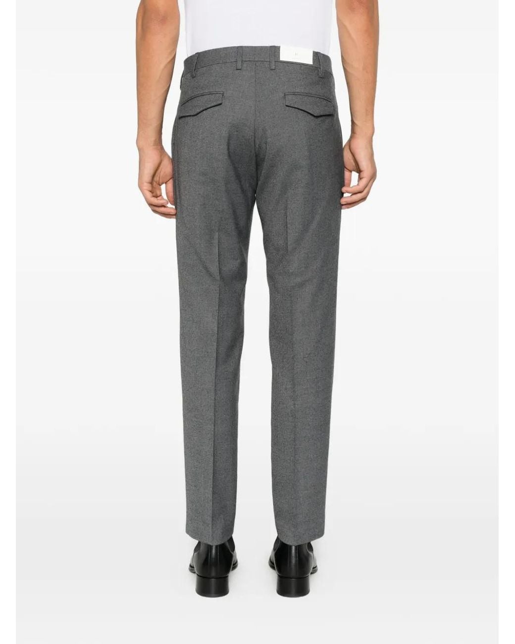 Michael Coal Gray Pressed-Crease Tailored Trousers for men