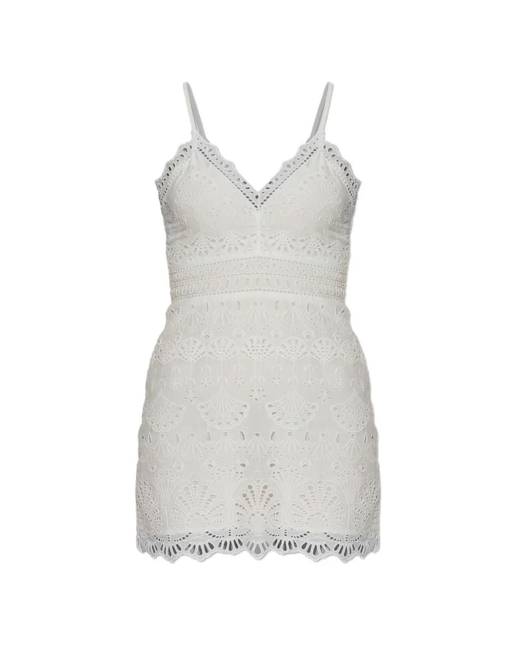LoveShackFancy Gray Peppy Broderie-Anglaise Mini Dress
