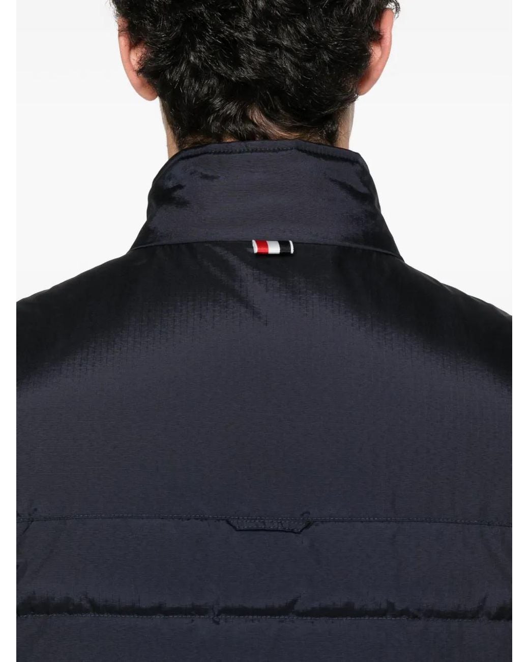 Thom Browne Blue Four-Bar Downfill Gilet for men