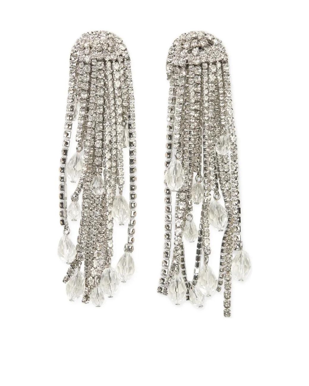 Carolina Herrera White Teardrop Tassel Earrings
