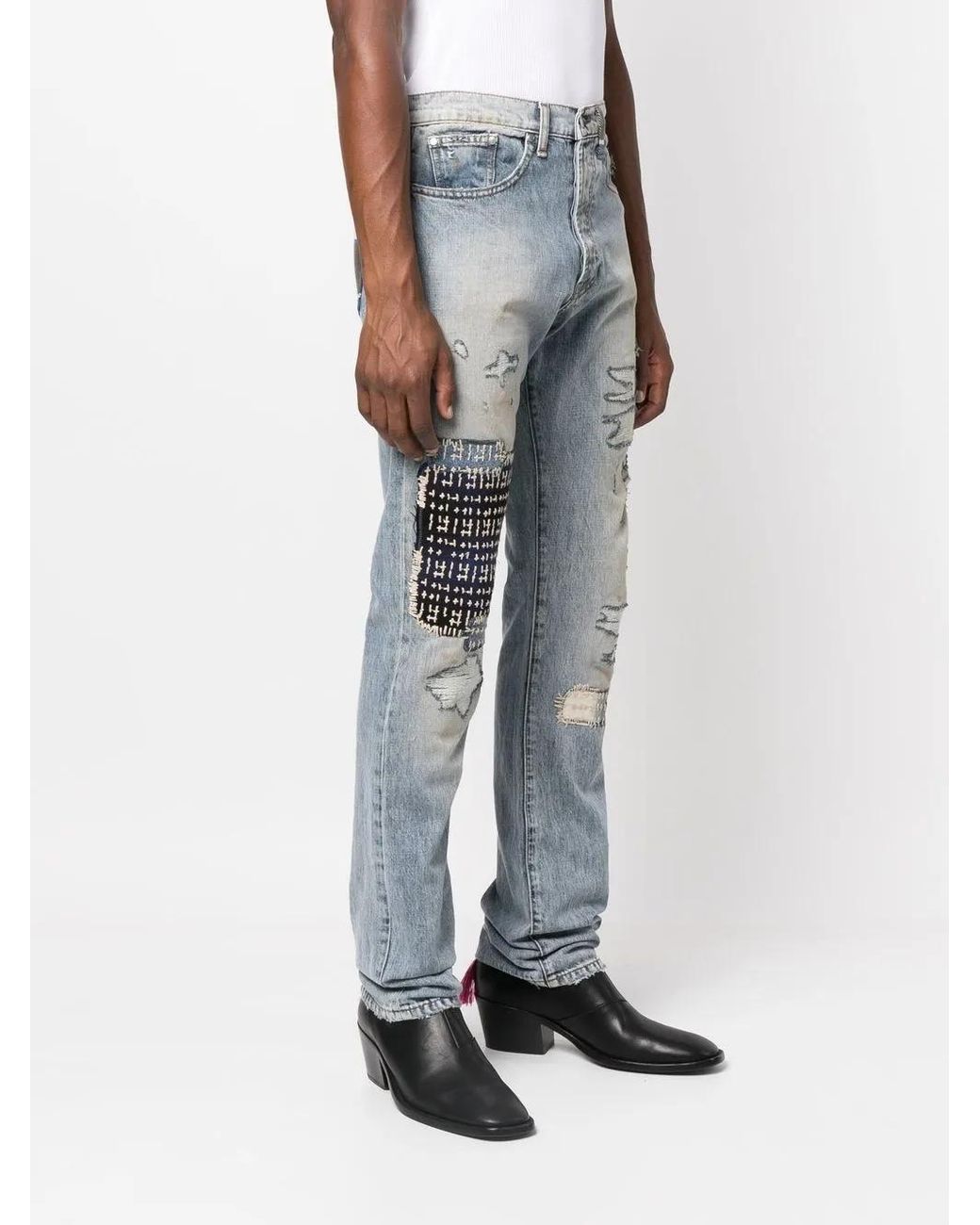 Alchemist Blue Distressed-Effect Jeans for men