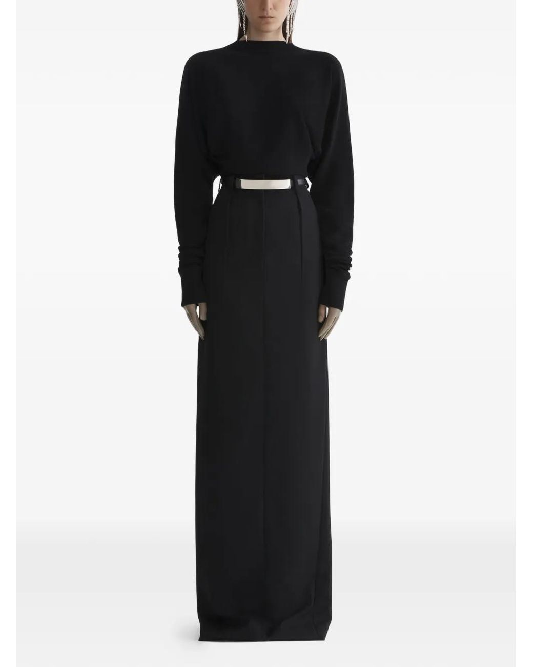 Mugler Black Split Long Skirt