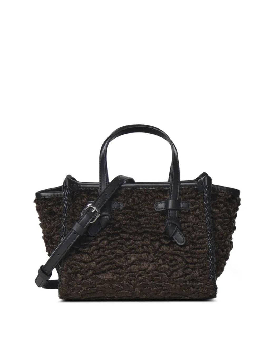 Gianni Chiarini Black Small Miss Marcella Textured-Finish Knotted Tote Bag