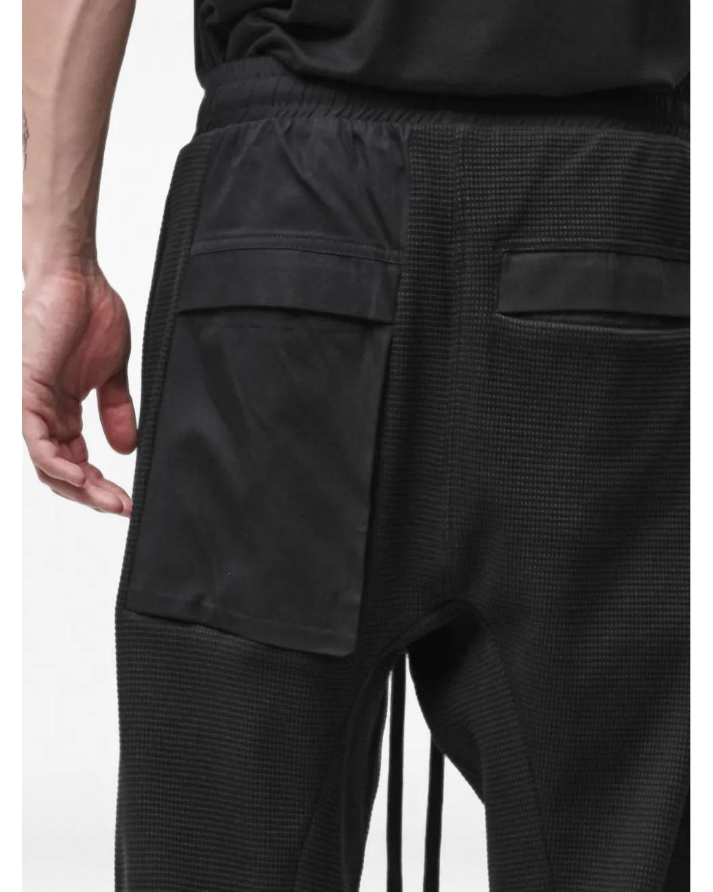 Thom Krom Black Waffle-Knit Drawstring Trousers for men