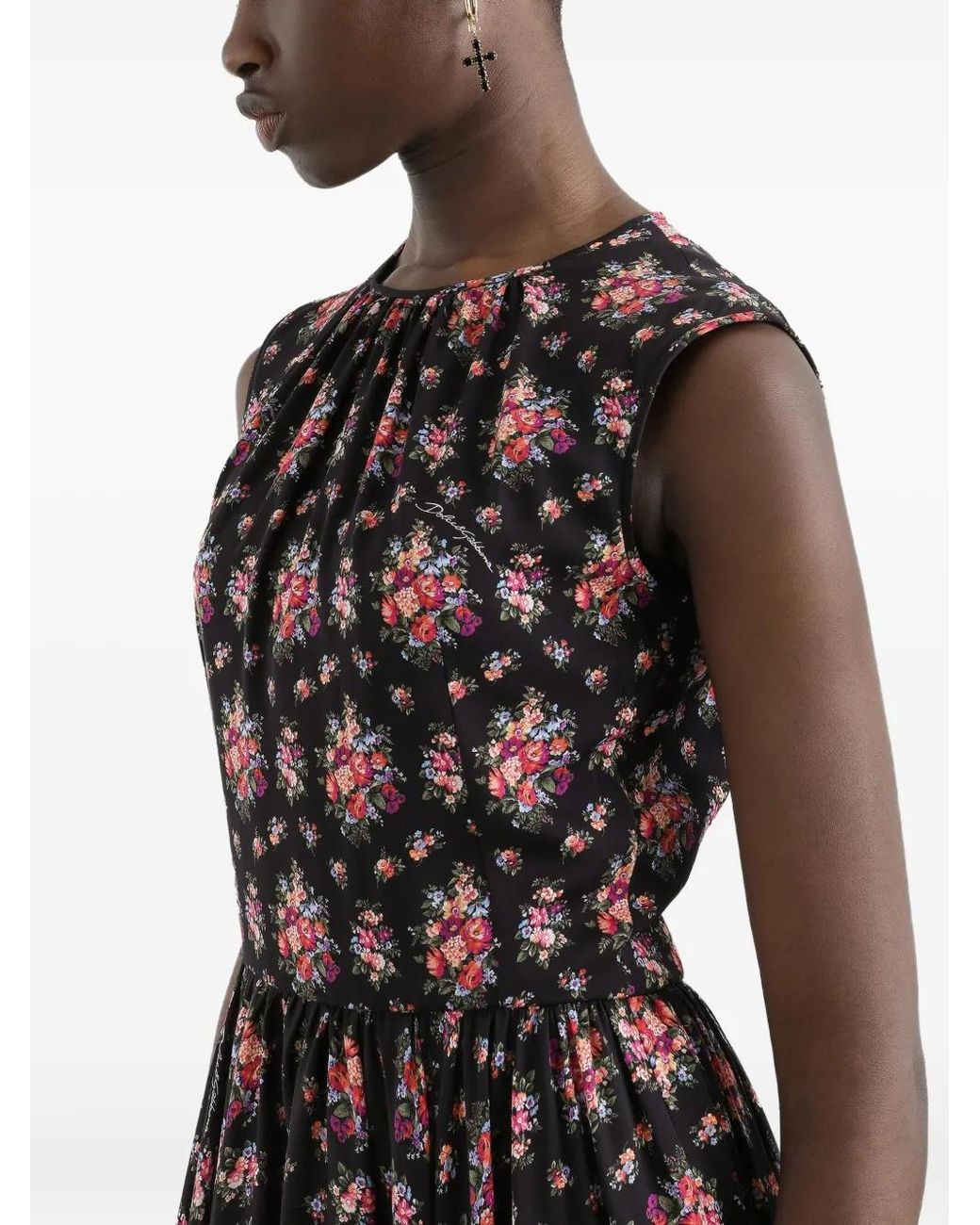 Dolce & Gabbana Black Floral Midi Dress