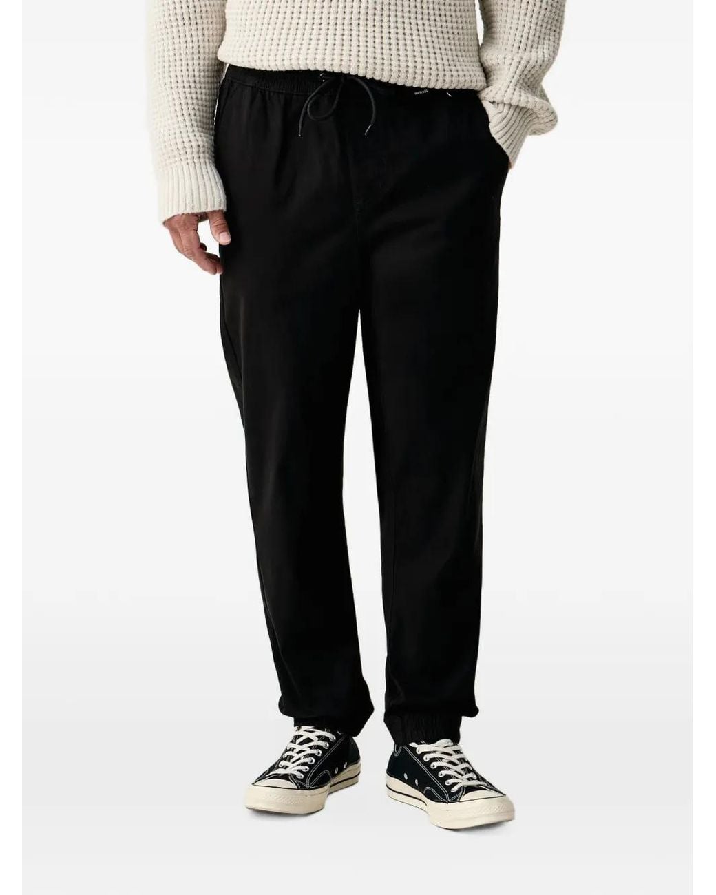 Hurley Black Drawstring-Waistband Elasticated-Cuff Trousers for men