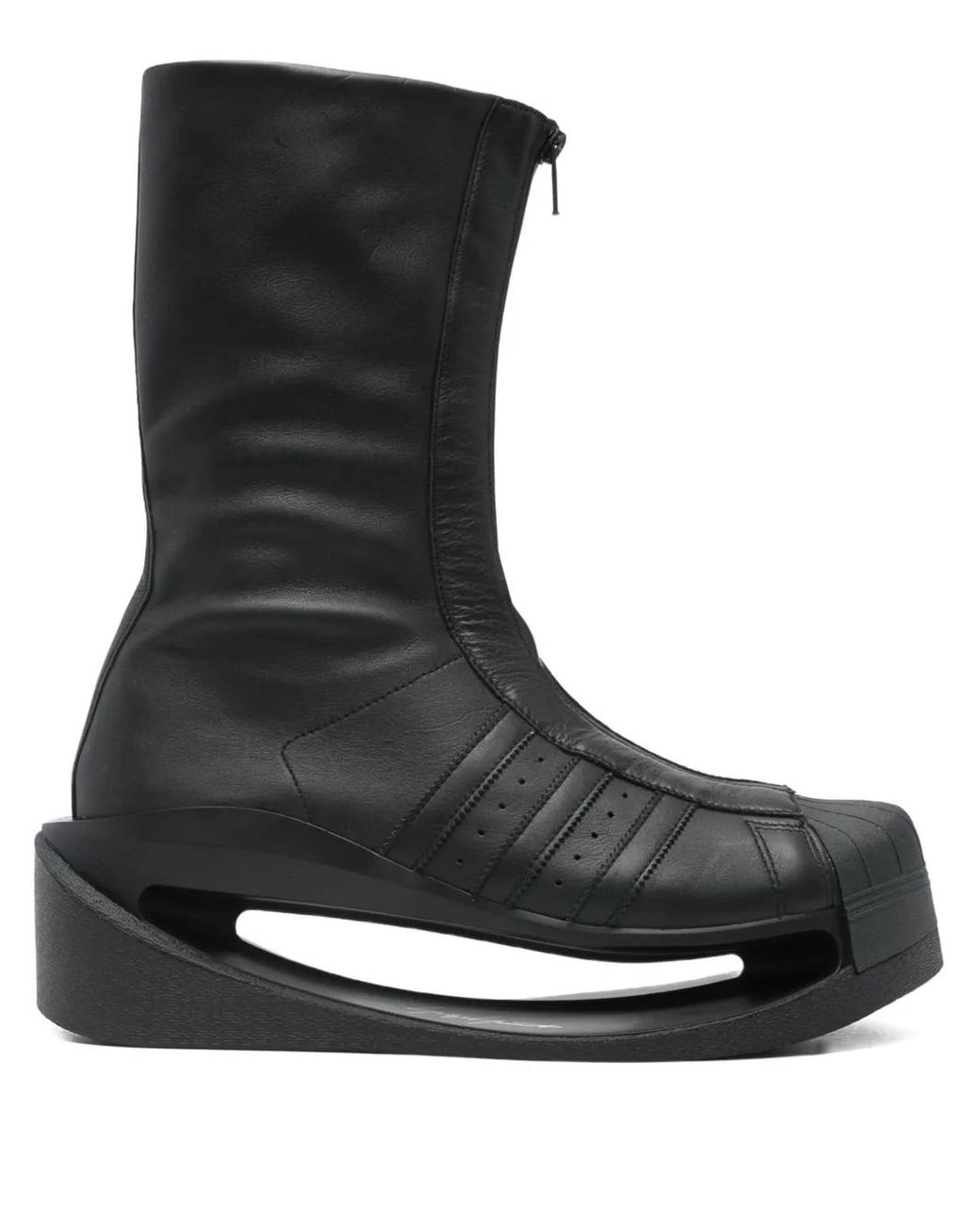 Y-3 Zip-Front Platform Boots in Black for Men | Lyst