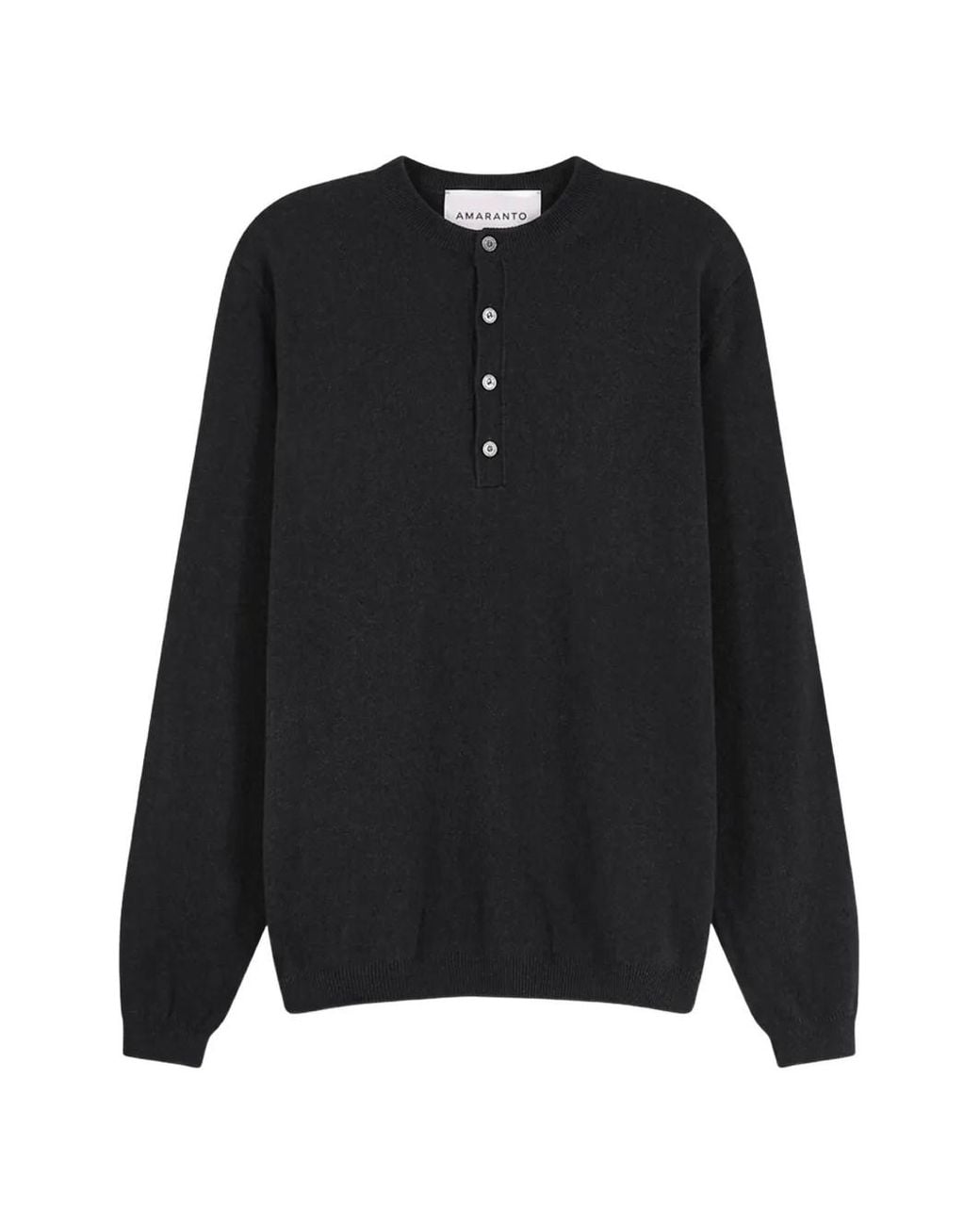Amaranto Black Henley-Neck Sweater for men