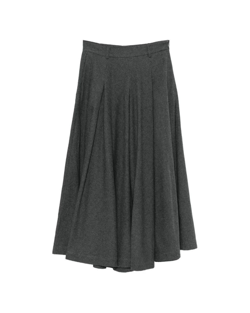By Malene Birger Gray Jupe Trapèze Mi-Longue Eden Plissée