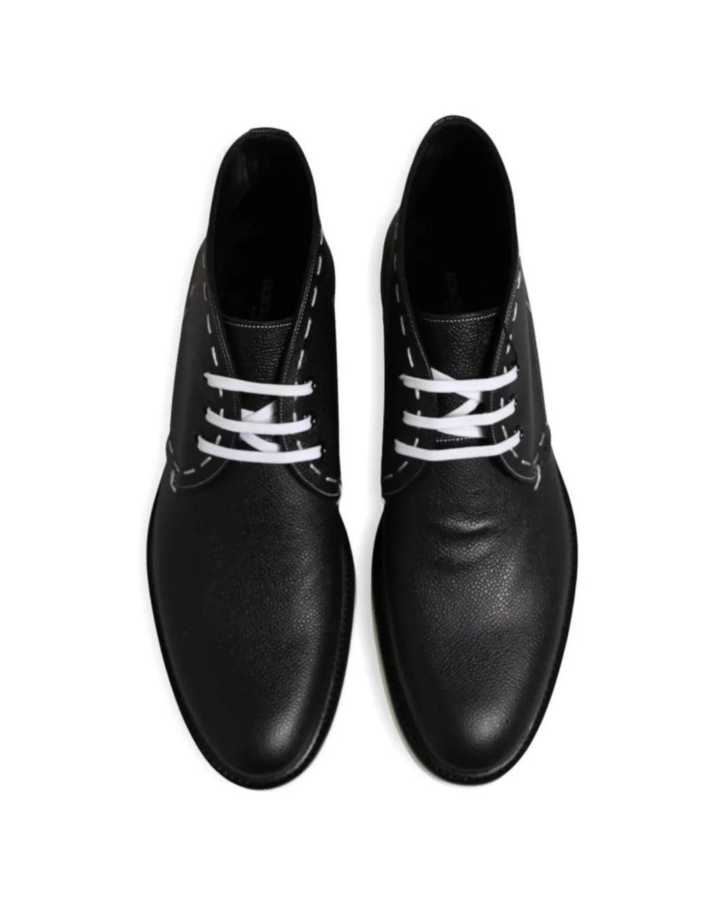 Dolce & Gabbana Black Stitch-Detail Lug-Sole Ankle Boots for men