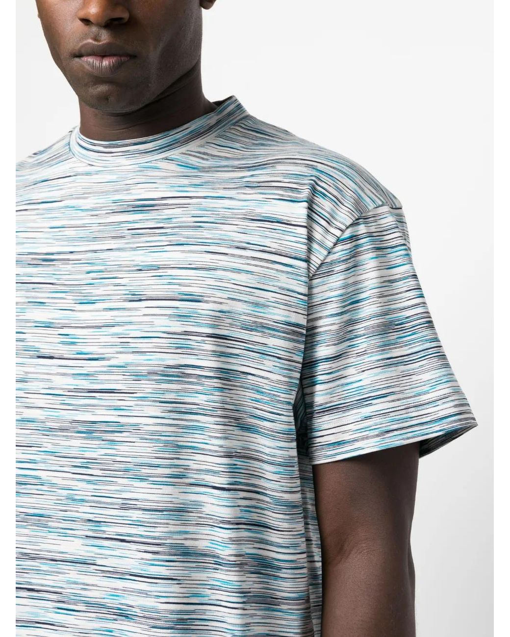 Missoni Blue Round-Neck Striped T-Shirt for men