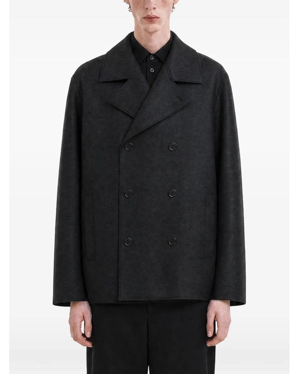 Harris Wharf London Black Double-Breasted Coat for men
