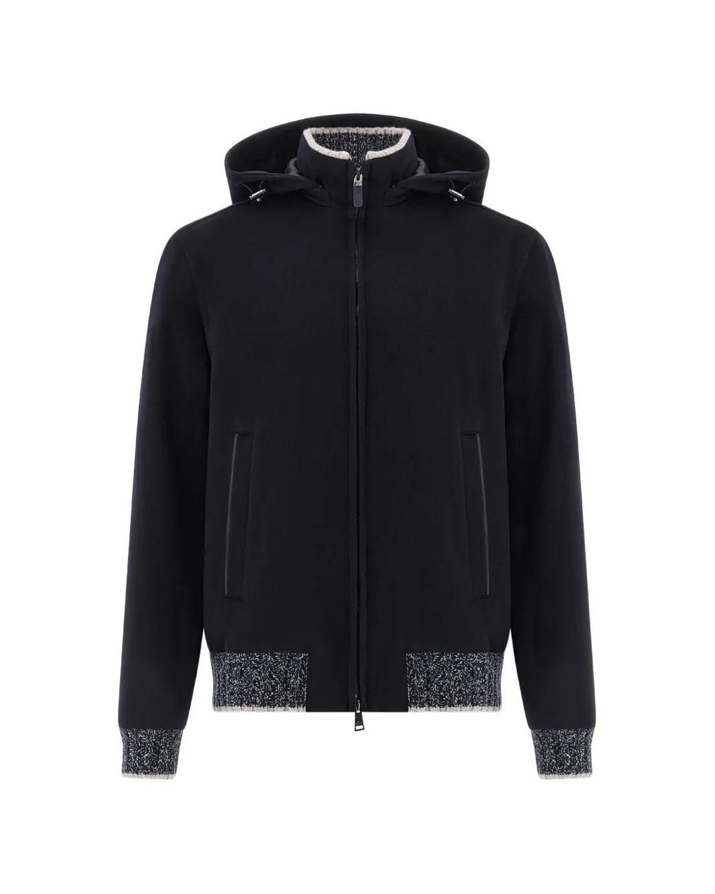 Paul & Shark Blue Hooded Cashmere Jacket for men