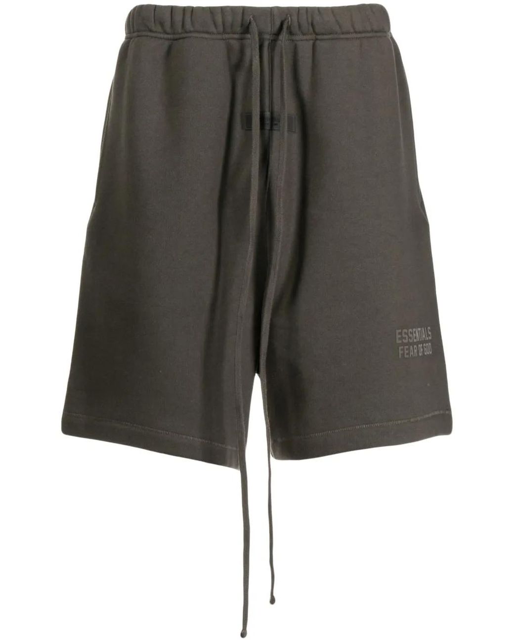 Fear Of God Gray Logo-Patch Track Shorts for men