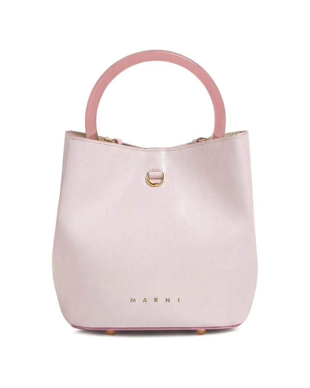Marni Pink Leather Pannier Bucket Bag