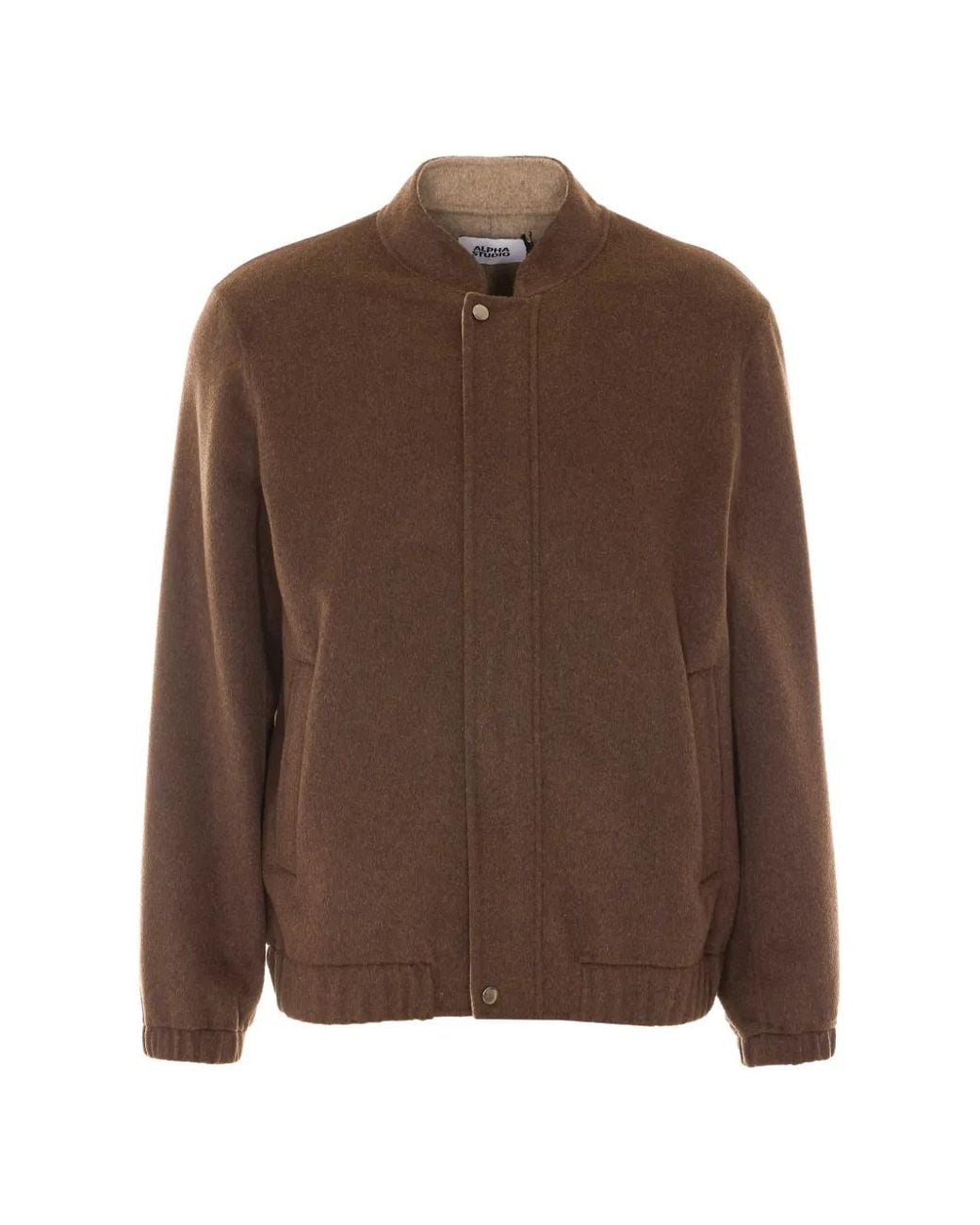 Alpha Studio Brown Zip-Up Bomber Jacket for men