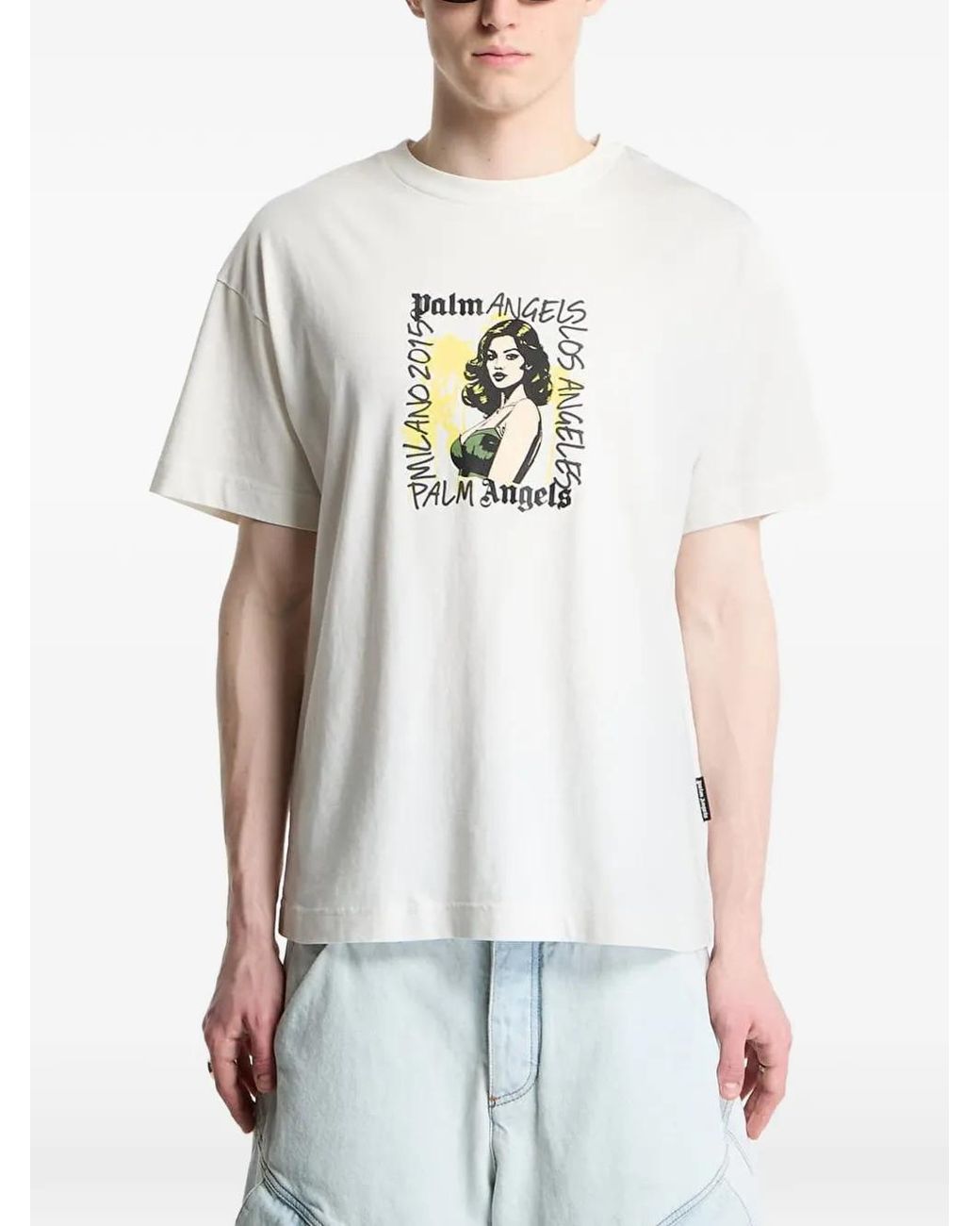 Palm Angels White Graphic-Print T-Shirt