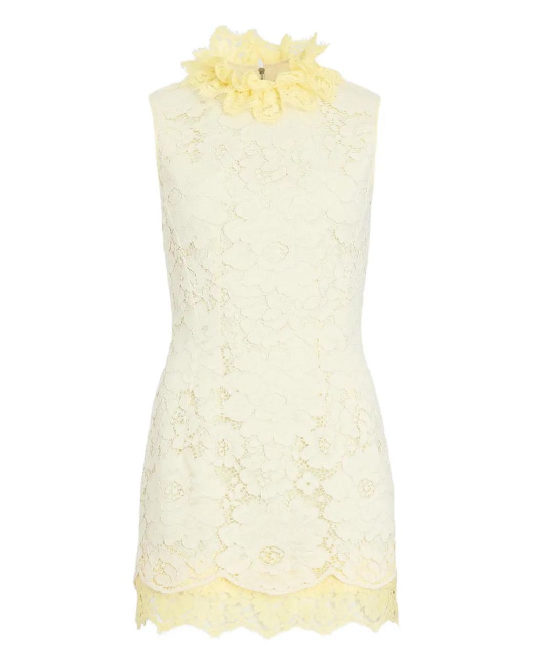 Patou Lace Ruffled Mini Dress in Yellow | Lyst