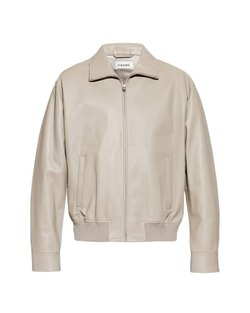 FRAME White Leather Bomber Jacket for men