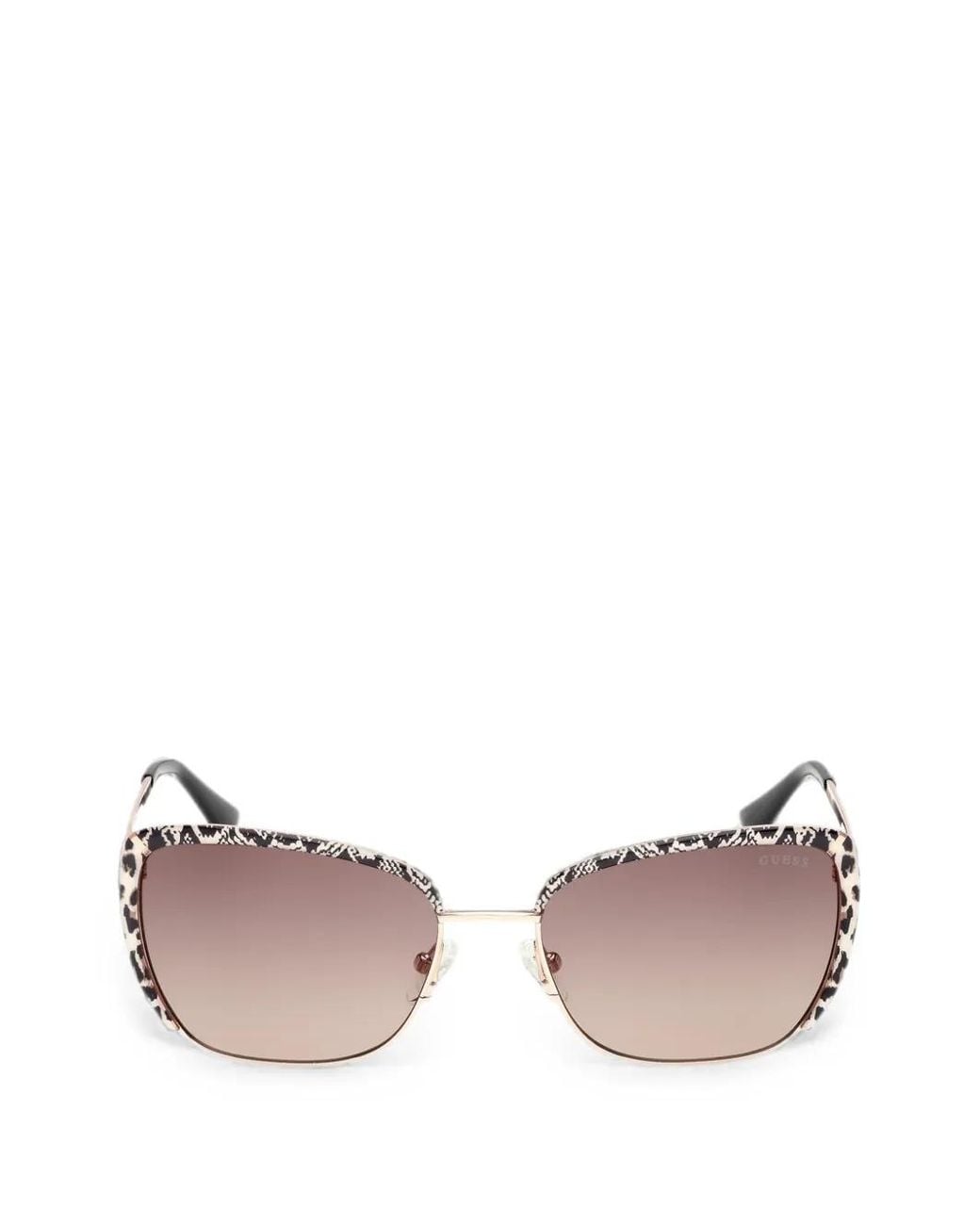 GUESS EYEWEAR Pink Animal-Print Geometric-Frame Sunglasses
