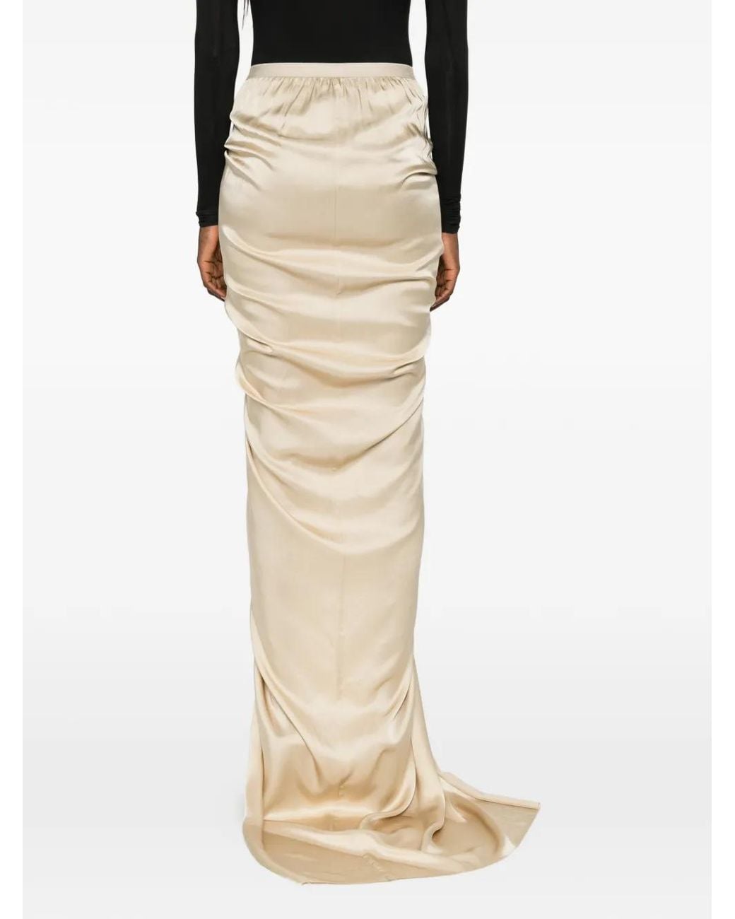 Rick Owens White Draped Asymmetric Maxi Skirt