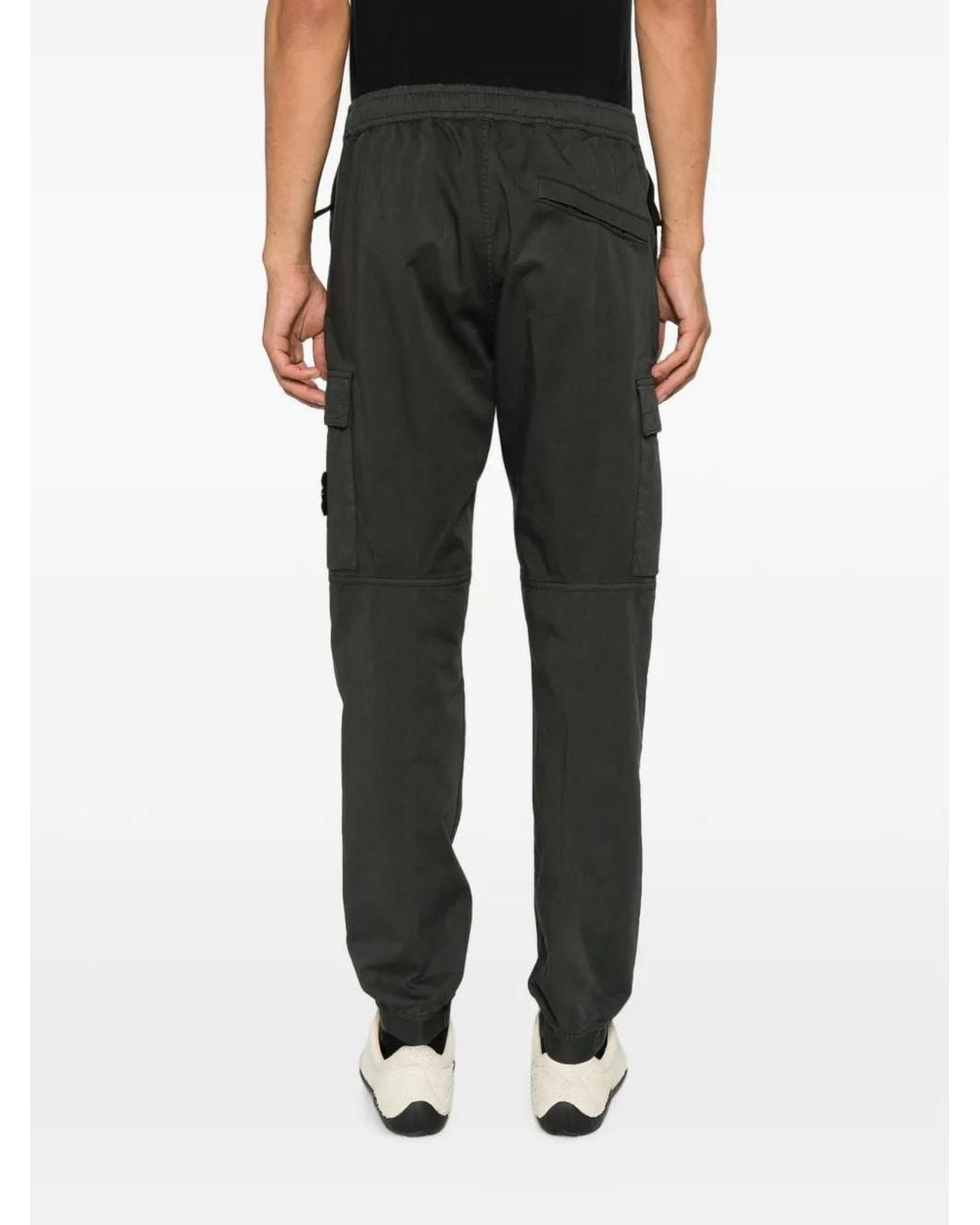 Stone Island Black Pantalon Cargo À Patch Logo for men