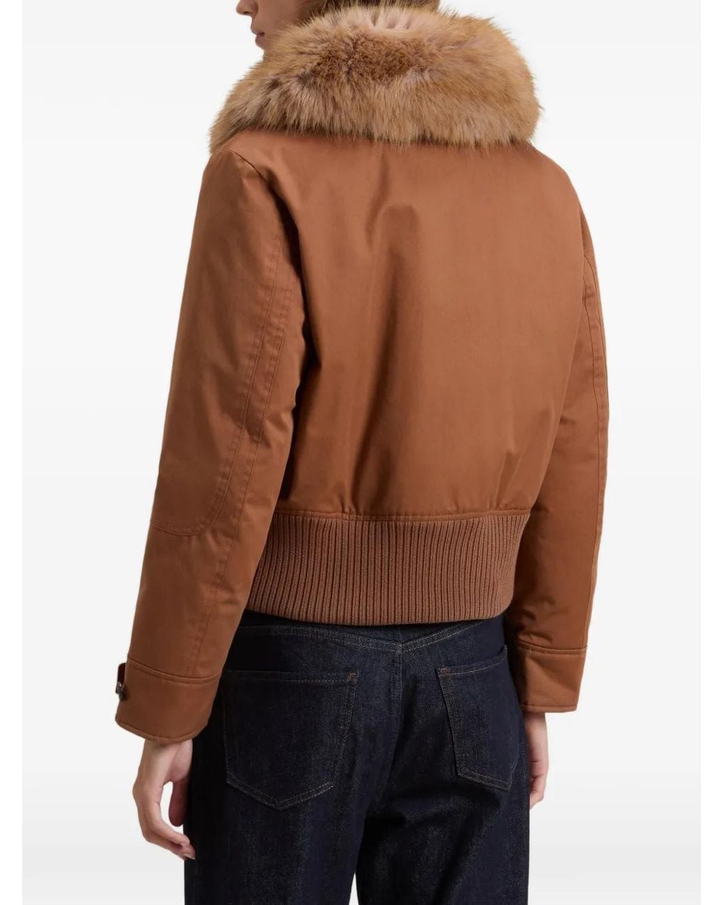 Woolrich Brown Faux-Fur Collar Bomber Jacket