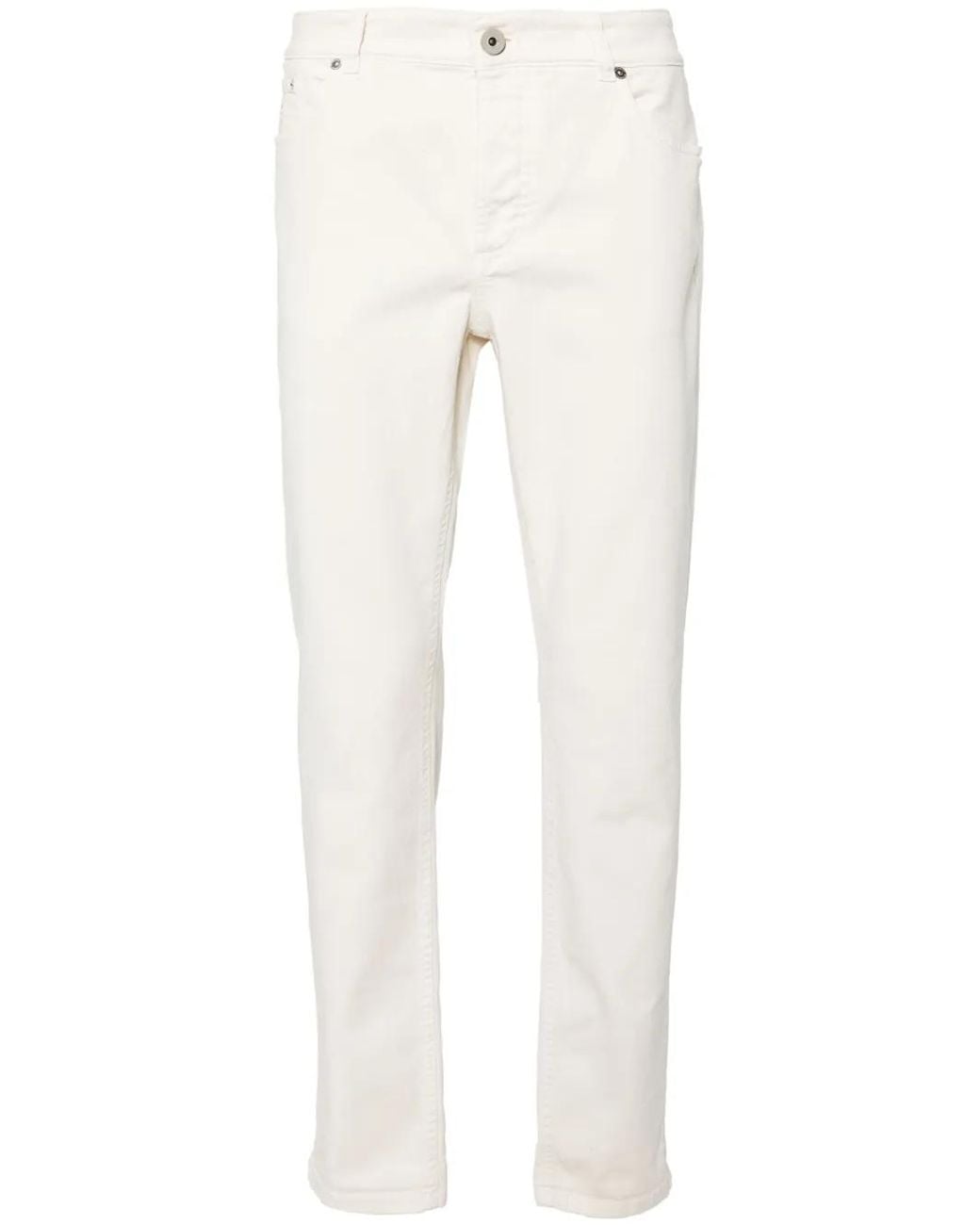 Brunello Cucinelli White Mid-rise Slim-fit Jeans for men