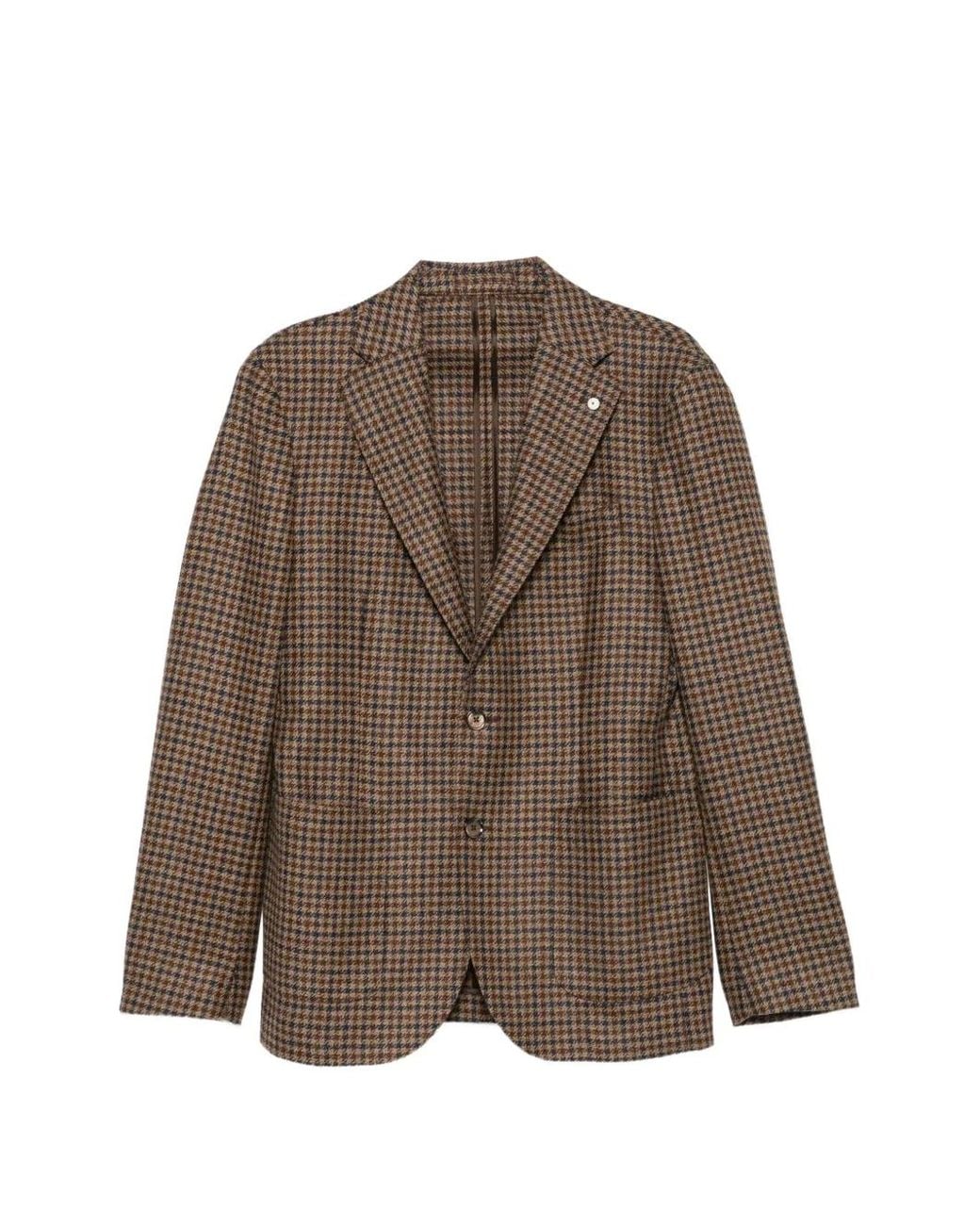 L.b.m. 1911 Brown Houndstooth-Pattern Blazer for men