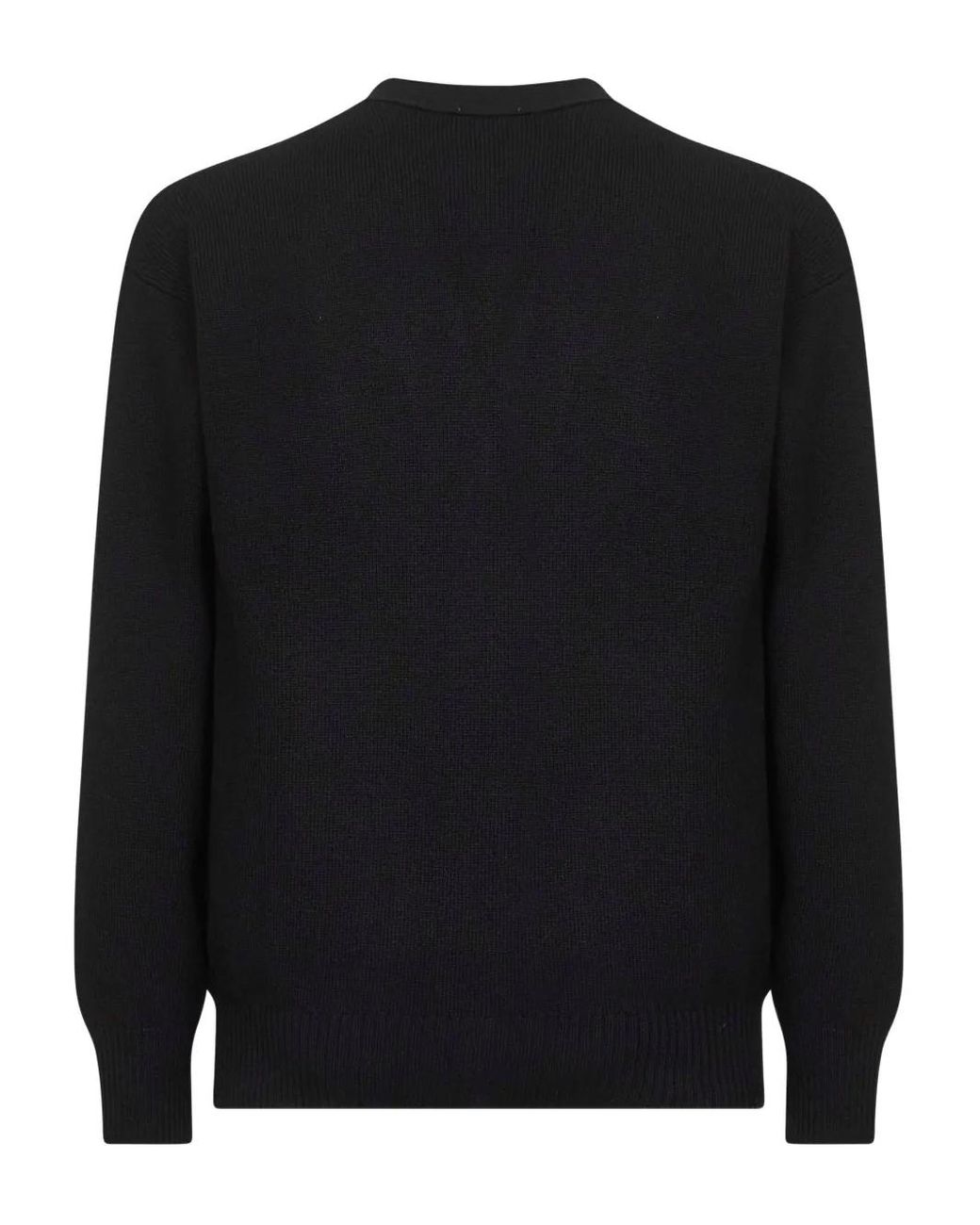 D4.0 Black V-Neck Wool Cardigan for men