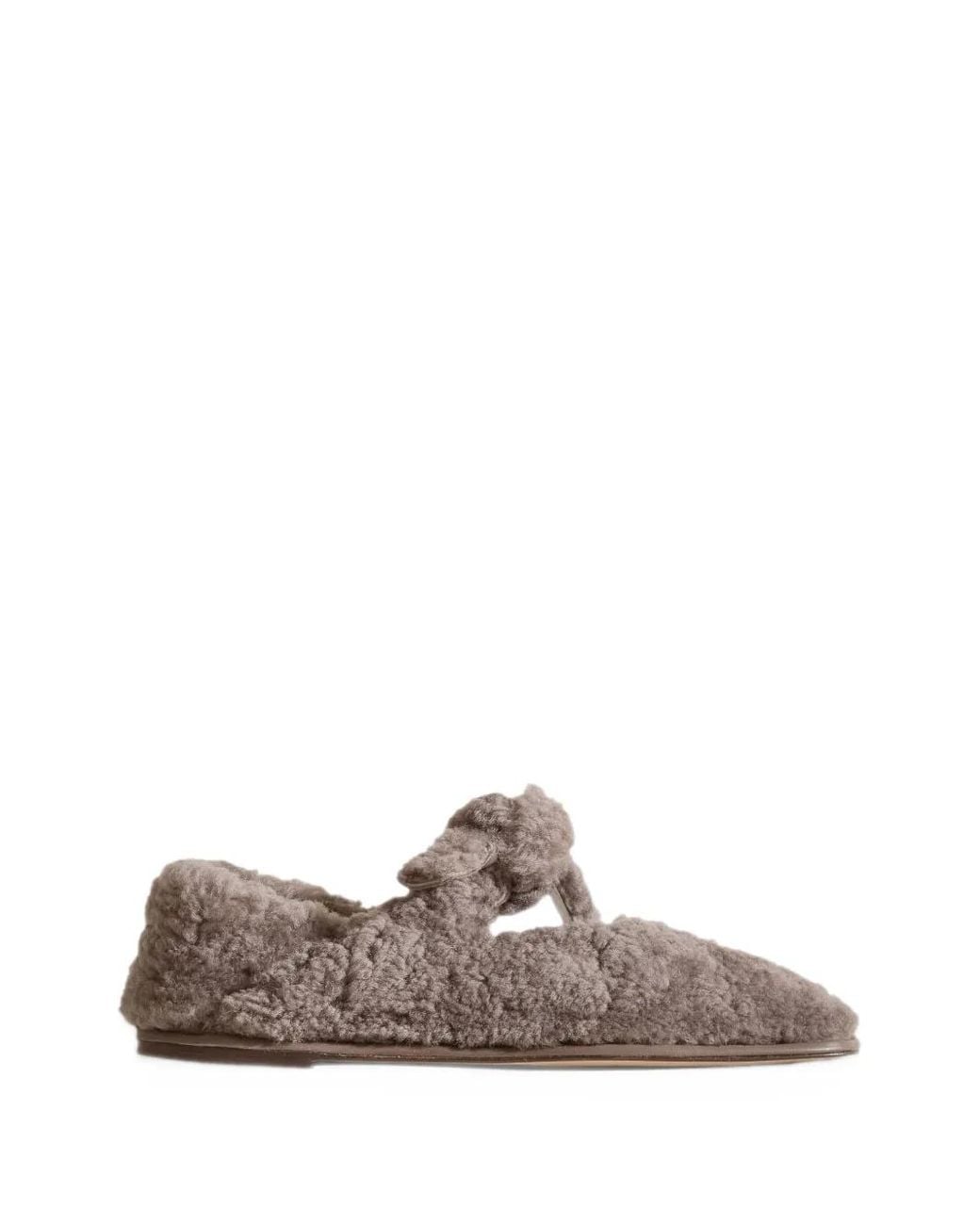Hereu Brown Llasada Shearling Ballet Flats