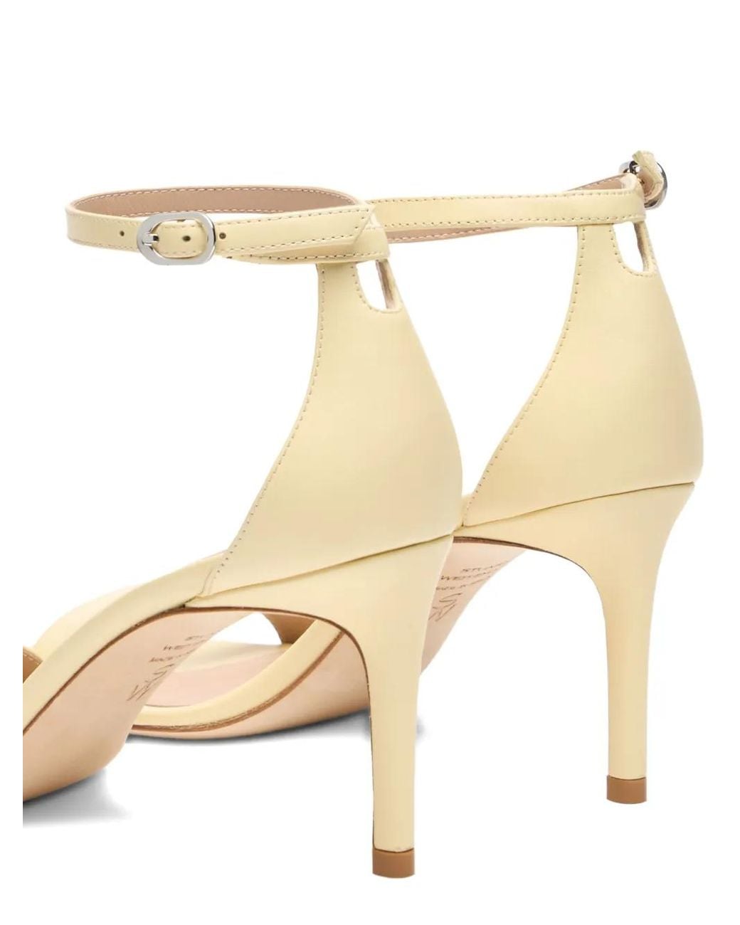 Stuart Weitzman Natural Round-Toe Leather Heeled Pumps