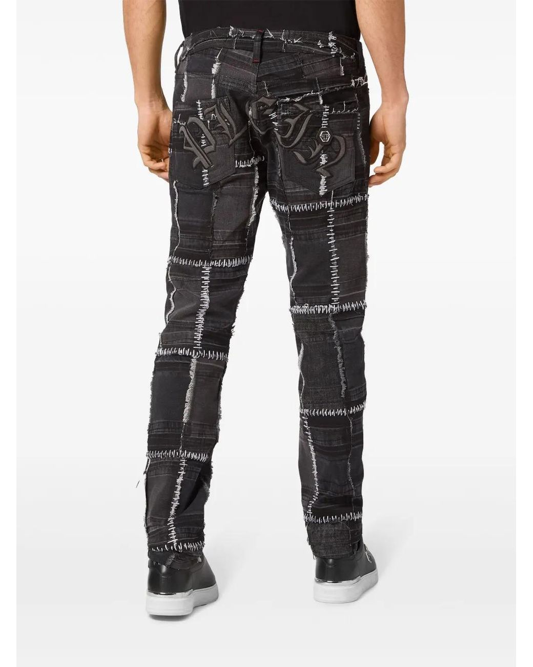Vaqueros Rectos Con Diseño Patchwork Philipp Plein de hombre de color Gray