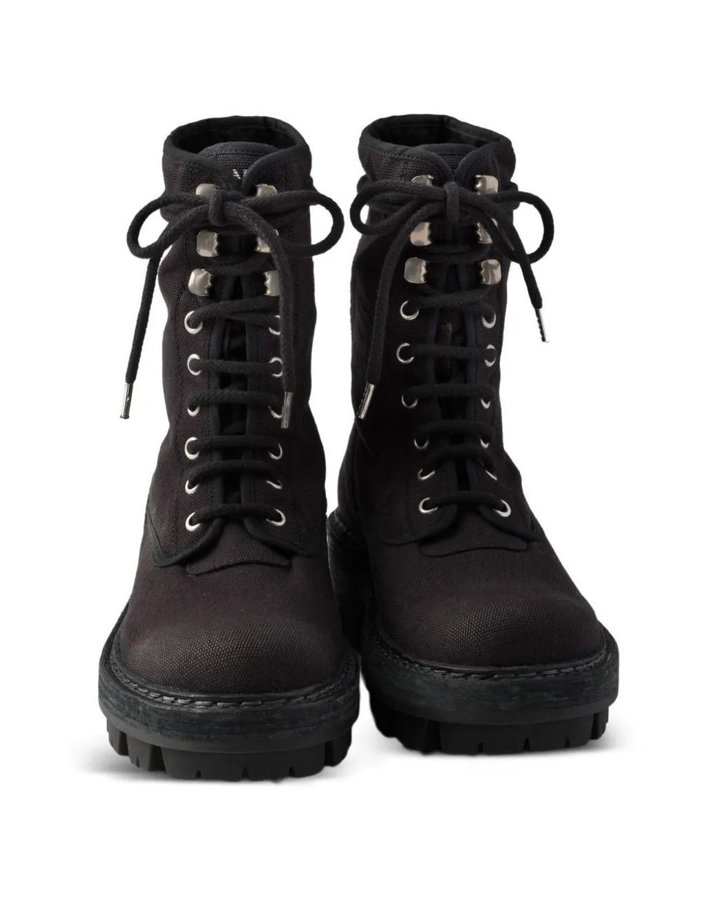 Prada Black Stiefeletten Aus Canvas