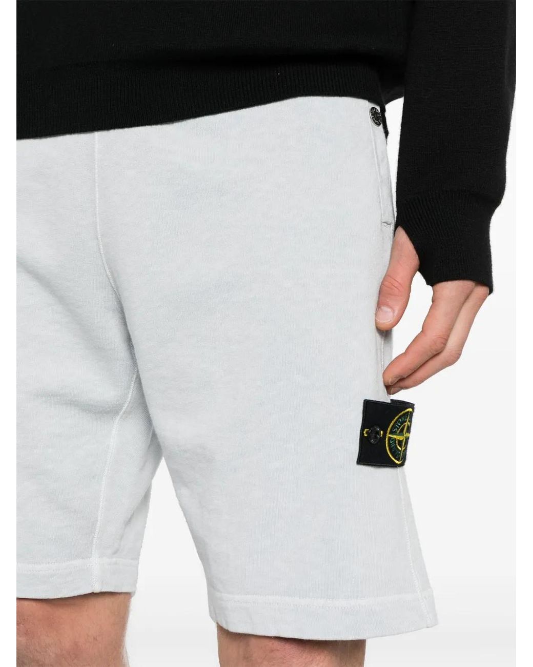 Stone Island Gray Compass-Badge Cotton Track Shorts for men