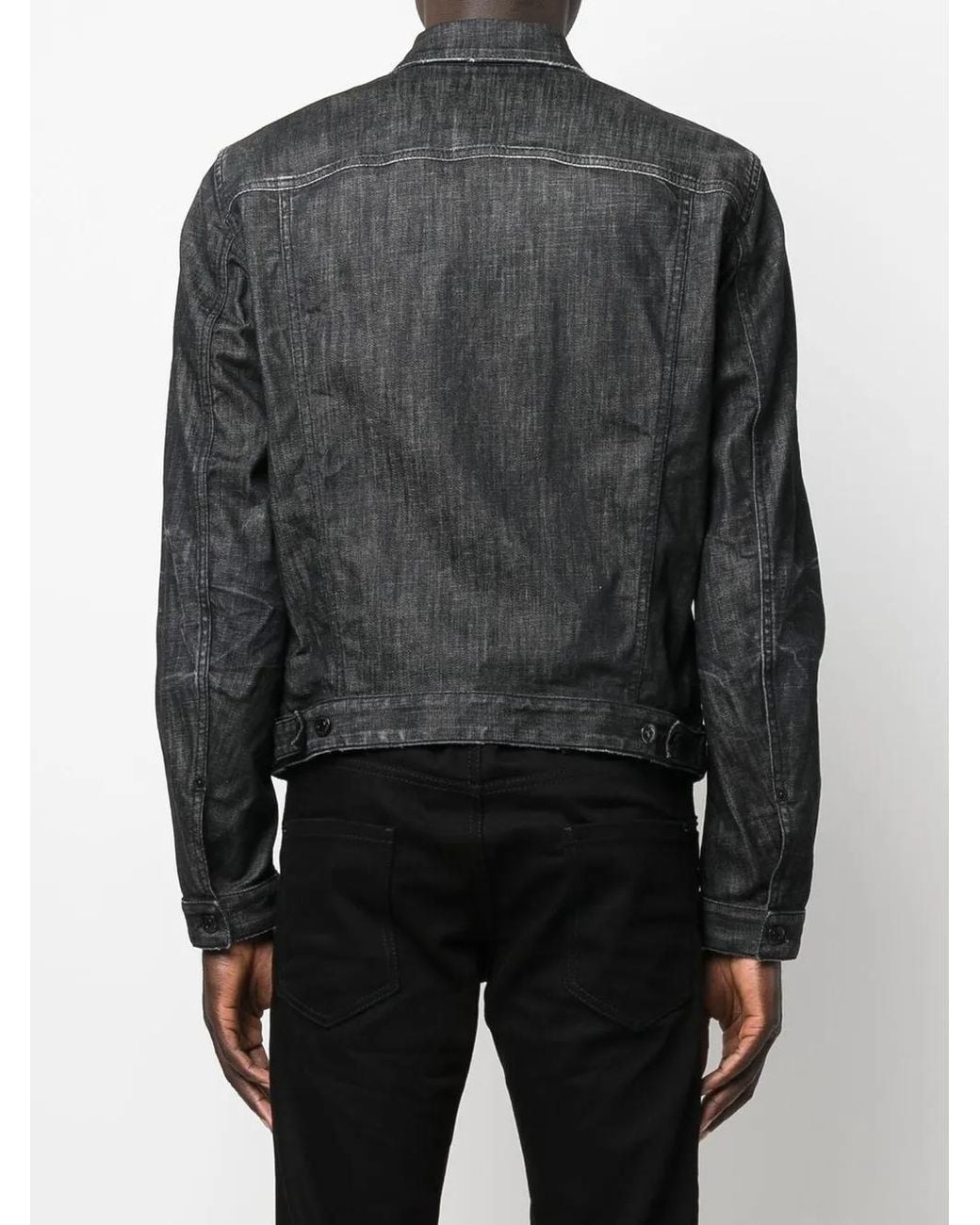 DSquared² Black Studded Distressed Denim Jacket for men