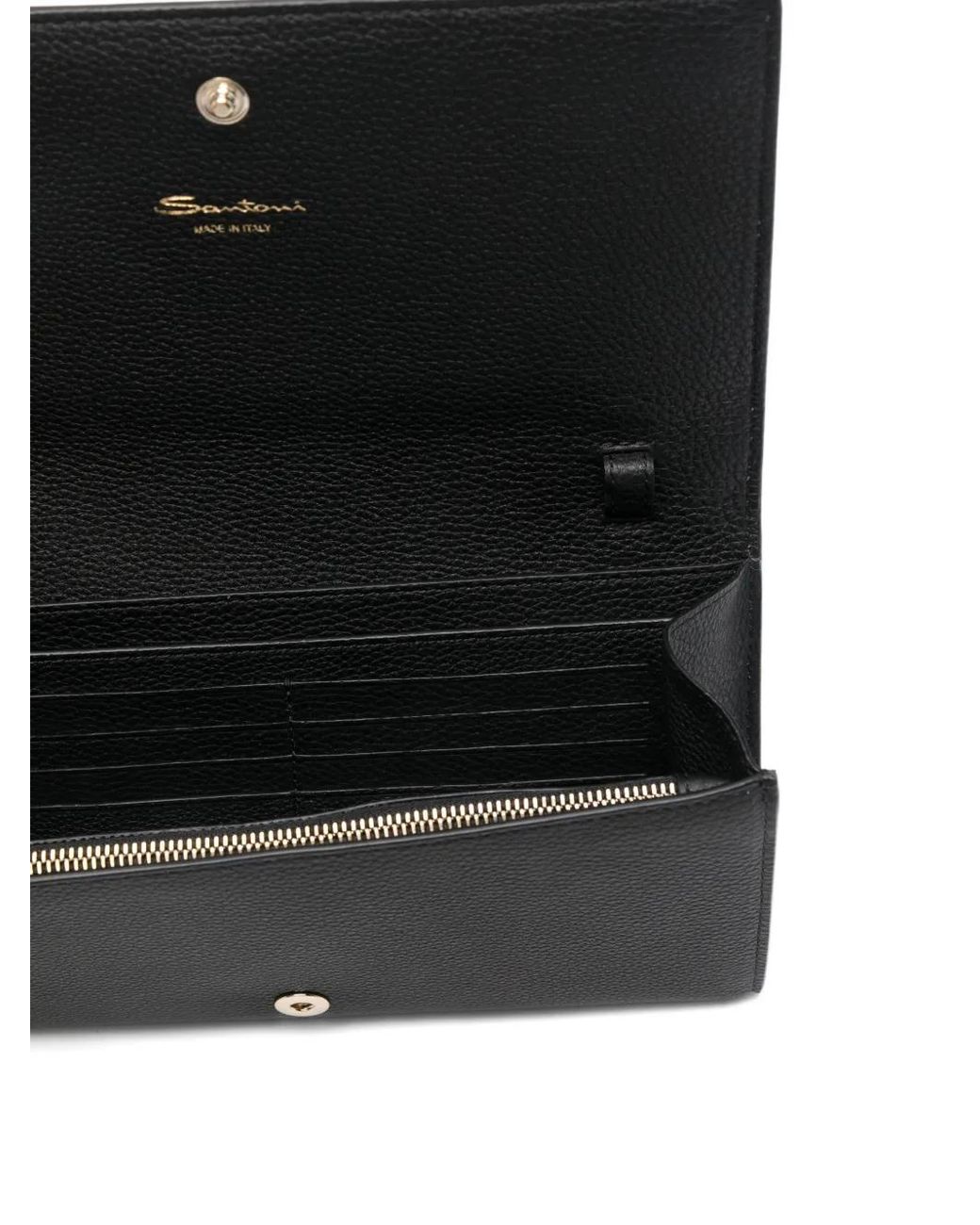 Santoni Black Leather Wallet