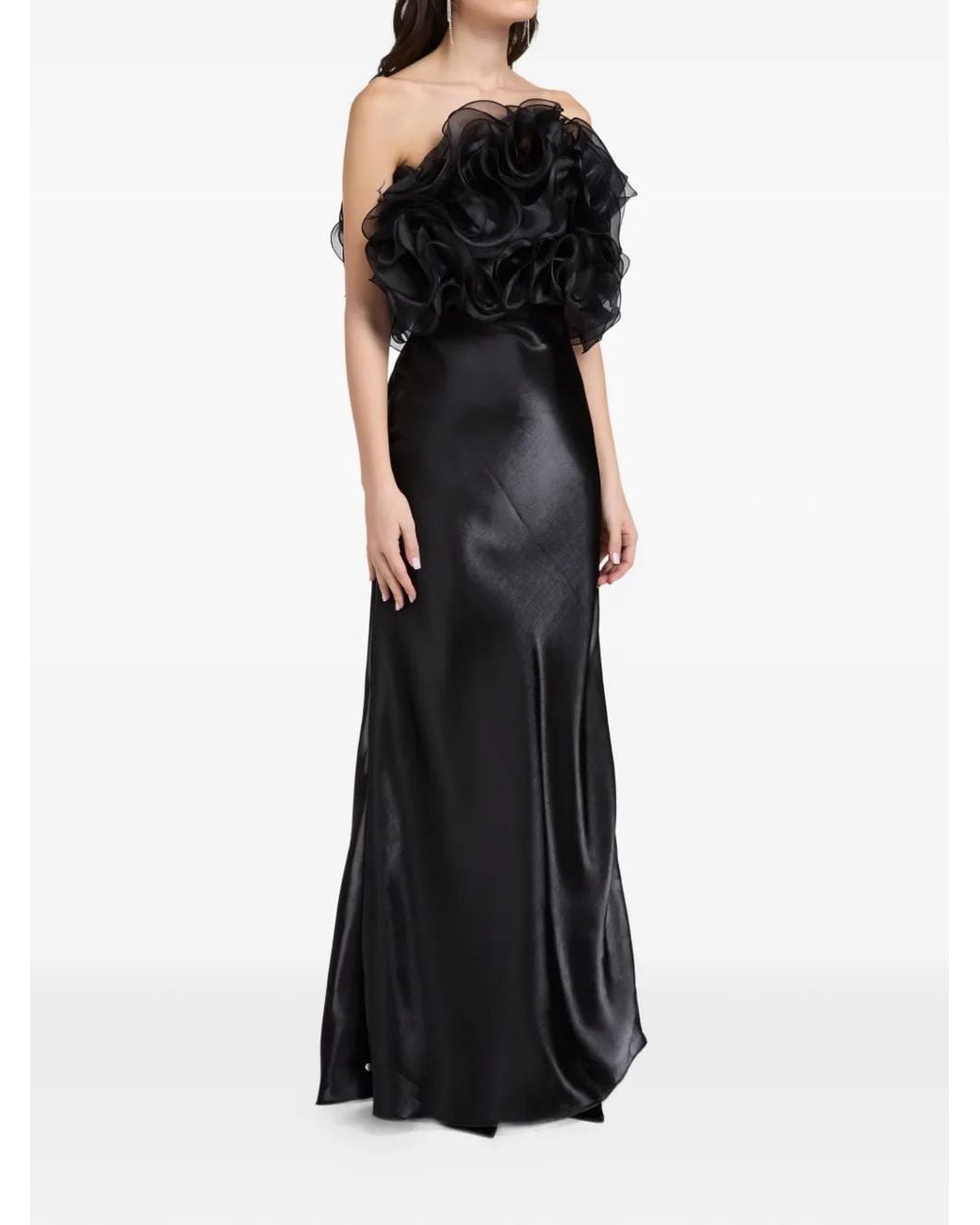 L'idée Black Cou Cou Ruffled Strapless Top