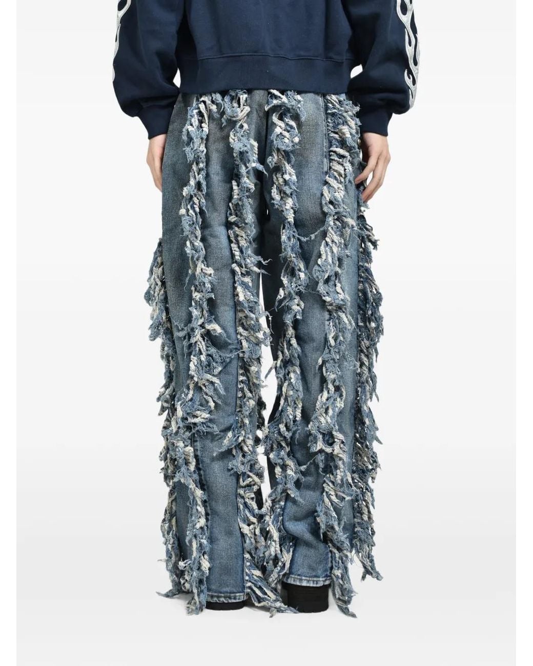 THUG CLUB Blue Jean Angels À Fini Délavé Et Bords Francs for men