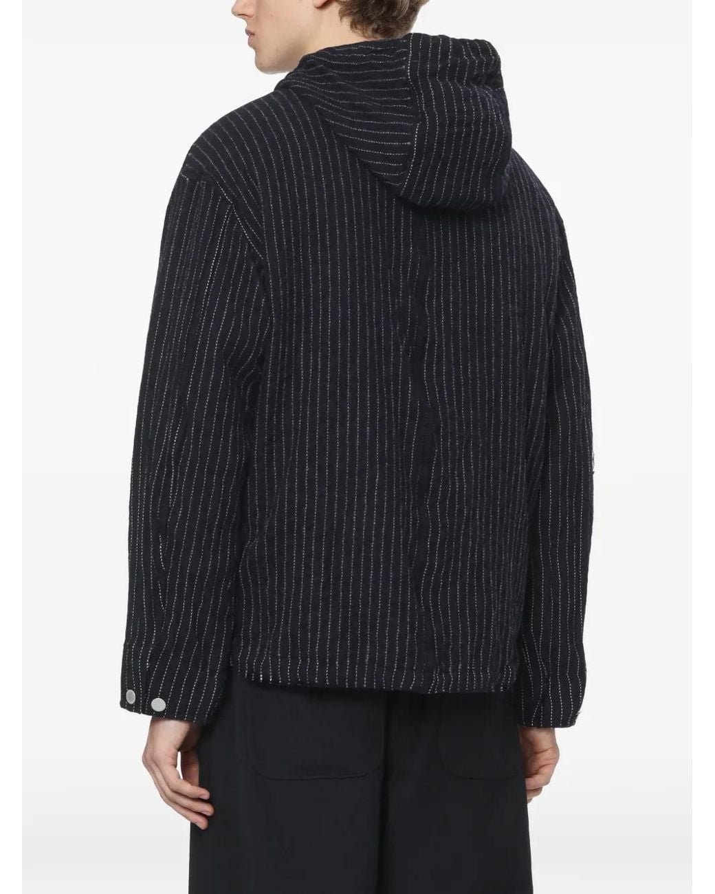 Comme des Garçons Black Pinstripe-Pattern Hooded Jacket for men