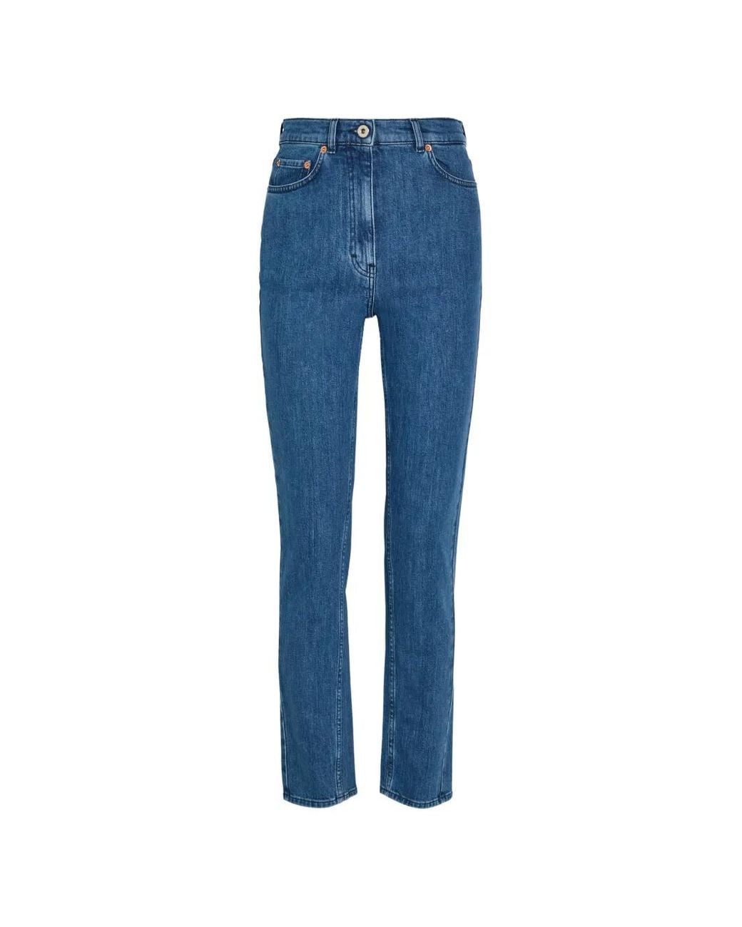 Another Tomorrow Blue Button-Fastening Jeans