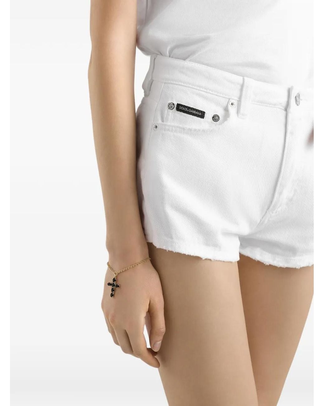 Dolce & Gabbana White Frayed Shorts
