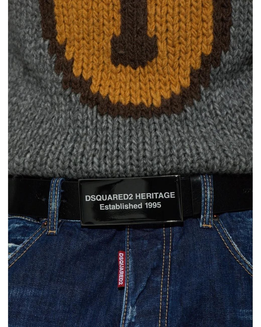 DSquared² White Heritage Plaque Belt for men