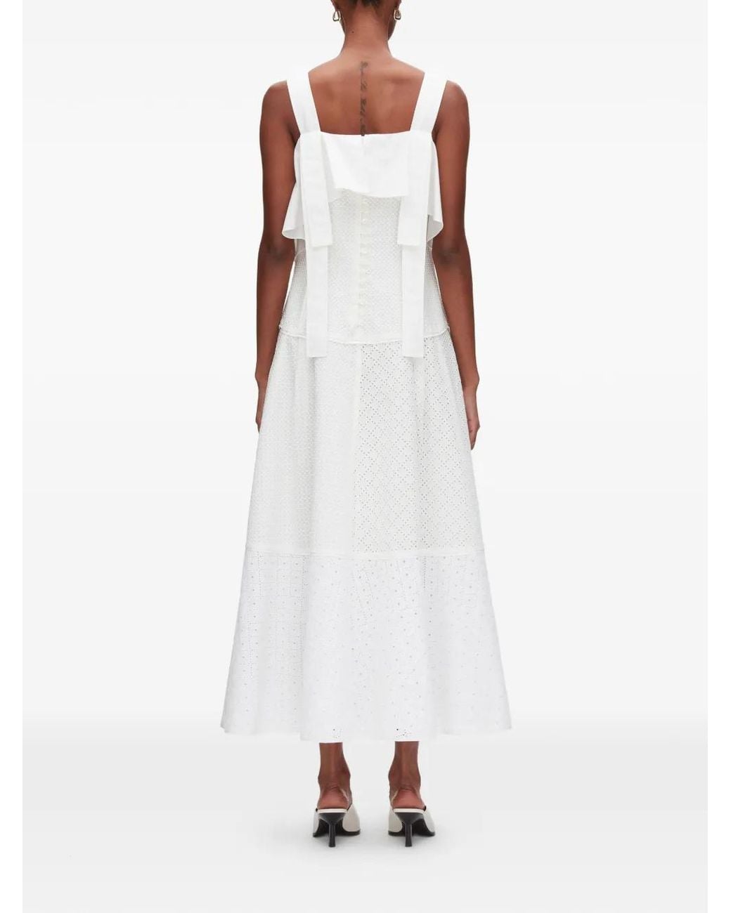 3.1 Phillip Lim White Ruffled Panelled Midi Dress