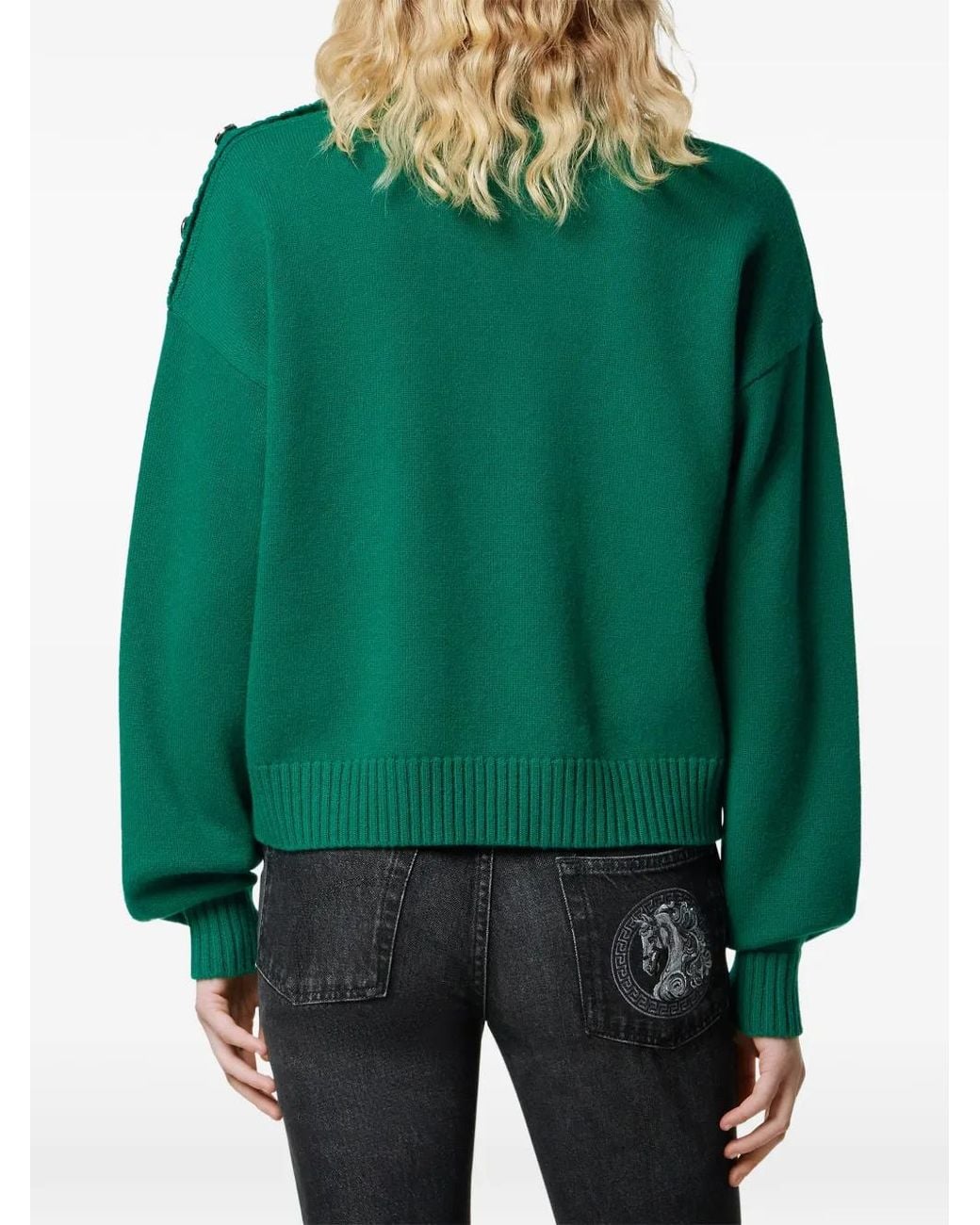 Pull En Laine Cachemire Mélangée Versace en coloris Green