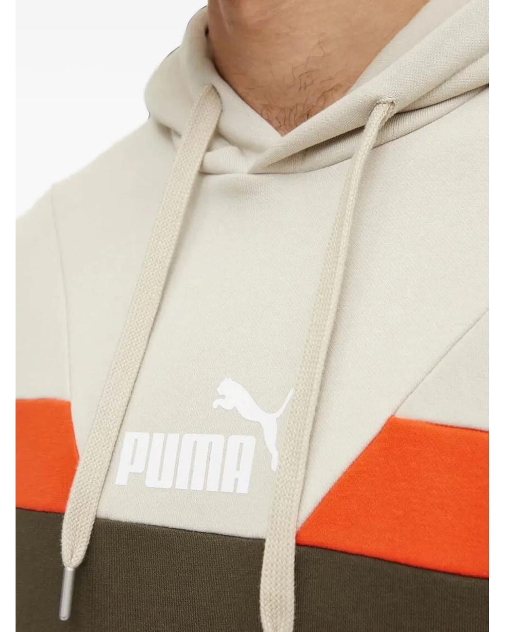 PUMA Green Logo-Print Drawstring Hoodie for men