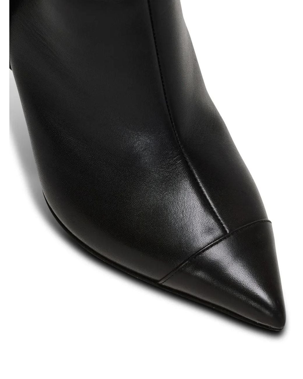 Balmain Black Schwarze Lederstiefeletten Mit Schnalle