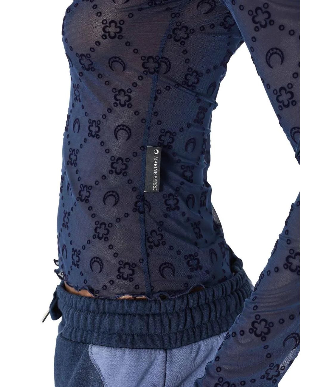 MARINE SERRE Blue Moonogram Mesh T-Shirt