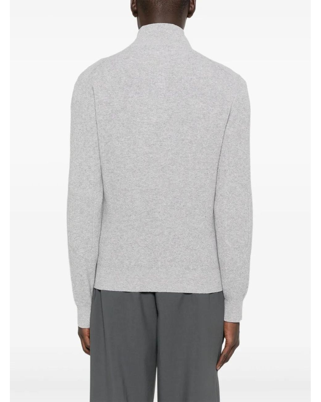 Canali Gray Ribbed High-Neck Sweater for men